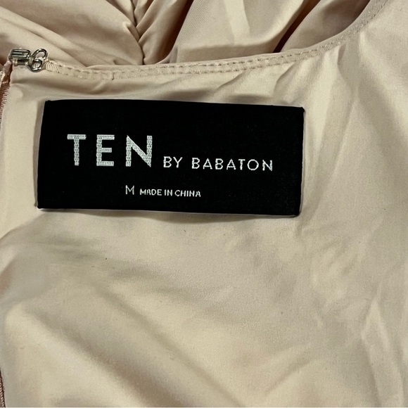 NWT ARITZIA TEN by BABATON Sparkle Cocktail Dress Rose Quartz Dusty Pink Ruched - Picture 15 of 16